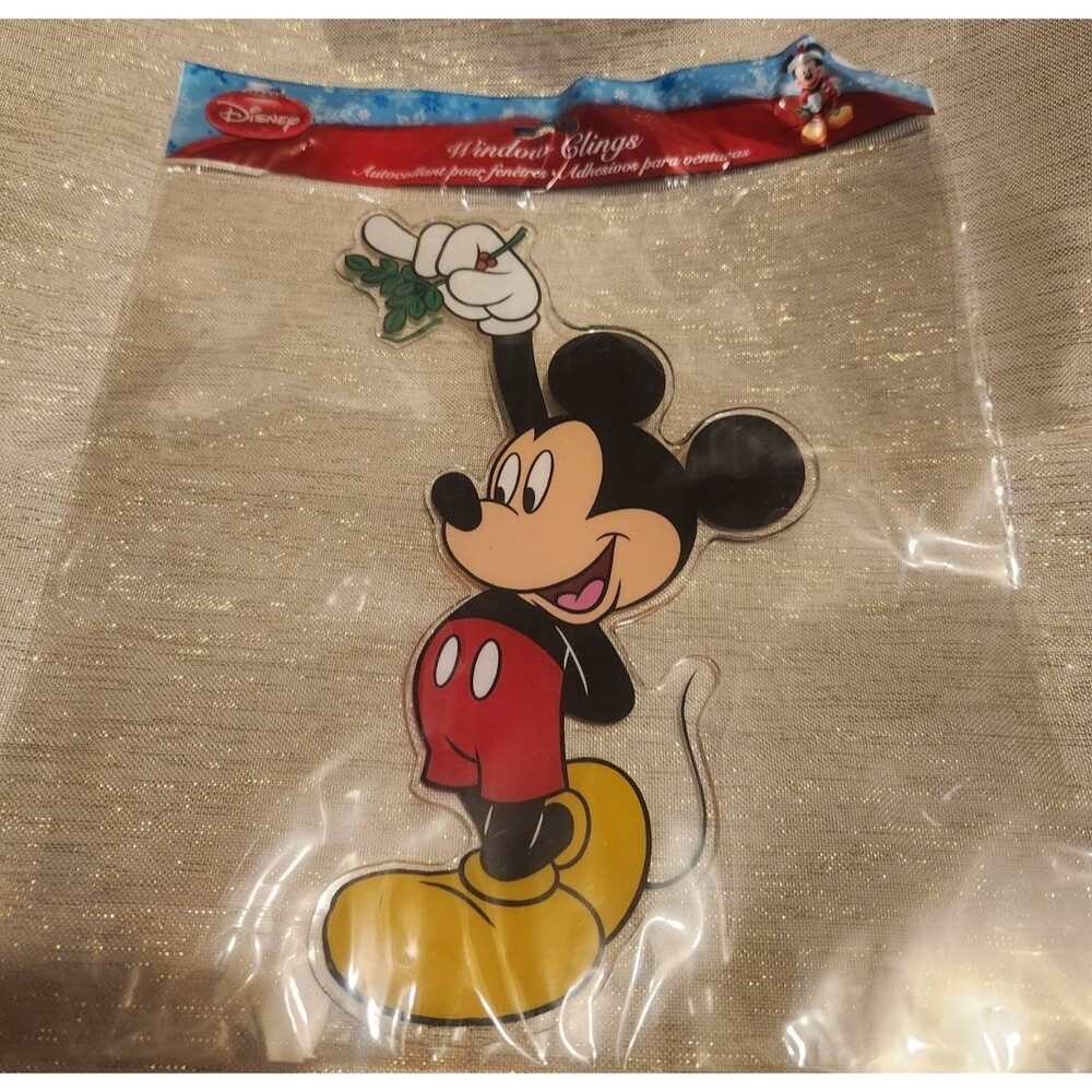 Disney Mickey Mouse Mistletoe Holly Christmas Gel Window Clings Reusable Jelz